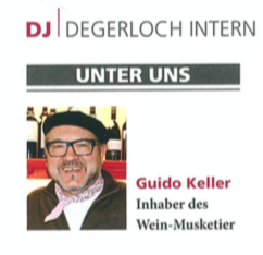 Guido Keller, Wein-Musketier in Degerloch - Artikel im Degerloch Journal 4/2016