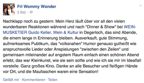 Fräulein Wommy Wonder über das Wein-Musketier Guido Keller Stuttgart