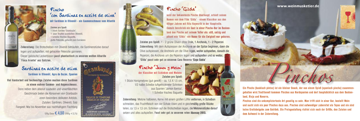 Wein und Pinchos Pinchos - köstliche spanische Snacks zum Wein