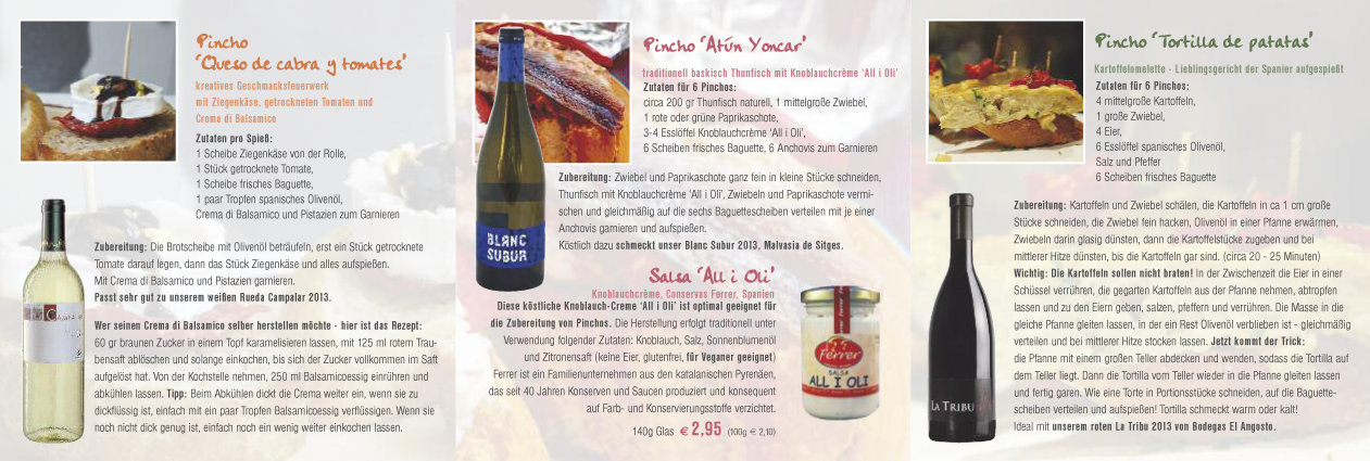 Wein und Pinchos Pinchos, köstliche spanische Snacks zum Wein