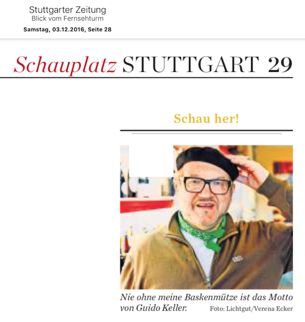 Sybille Neth in der Stuttgarter Zeitung, Blick vom Fernsehturm über meine Baskenmütze