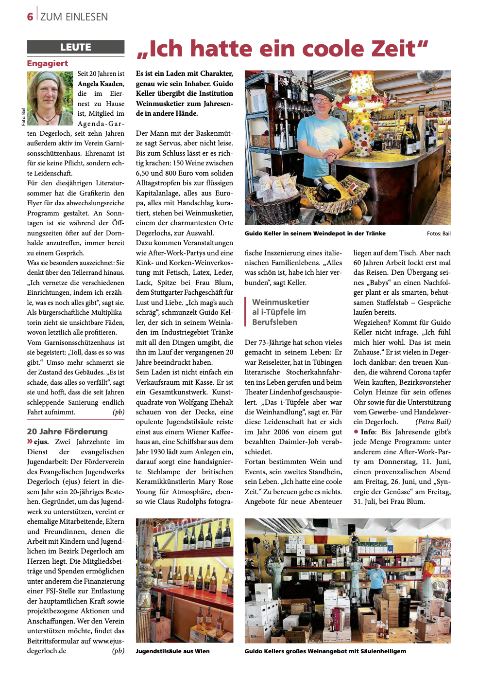 Wein-Musketier Stuttgart Degerloch im Degerloch Journal