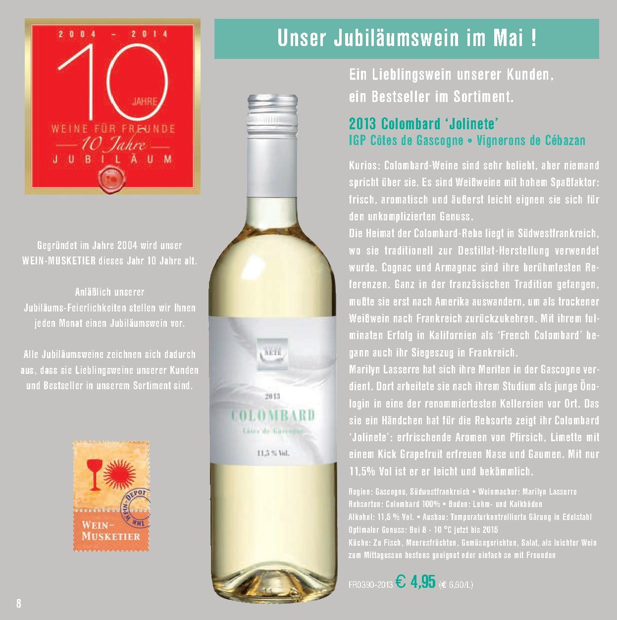 Jubiläumswein Wein-Musketier Guido Keller Wein & Kultur Stuttgart im Mai