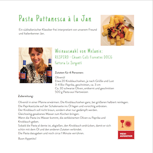 Pasta Puttanesca mit Erfolgsgarantie und  der perfekte Rotwein aus der Toskana bei Ihrem Wein-Musketier
