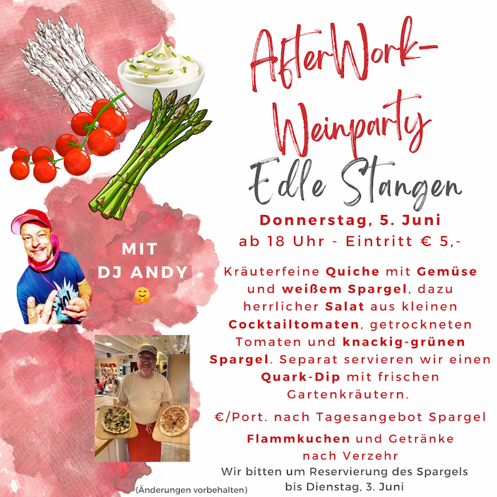 Spargel, Wein und Champagner bei der Afterwork-Party in Stuttgart Degerloch, im Weinladen Wein-Musketier